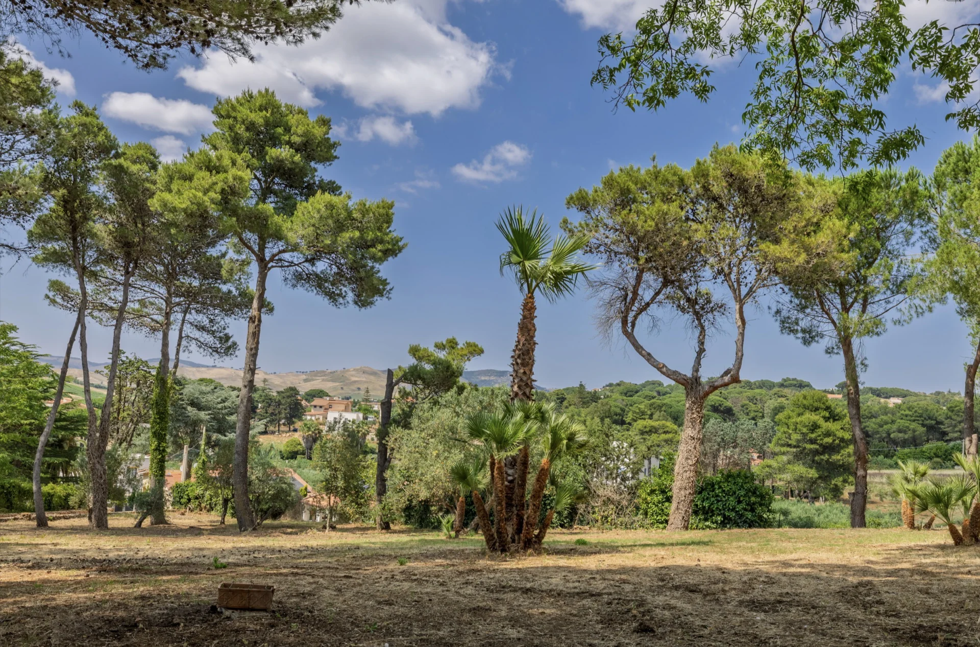 Grande spazio verde di Villa Goffrey affacciato sulla campagna di Salemi